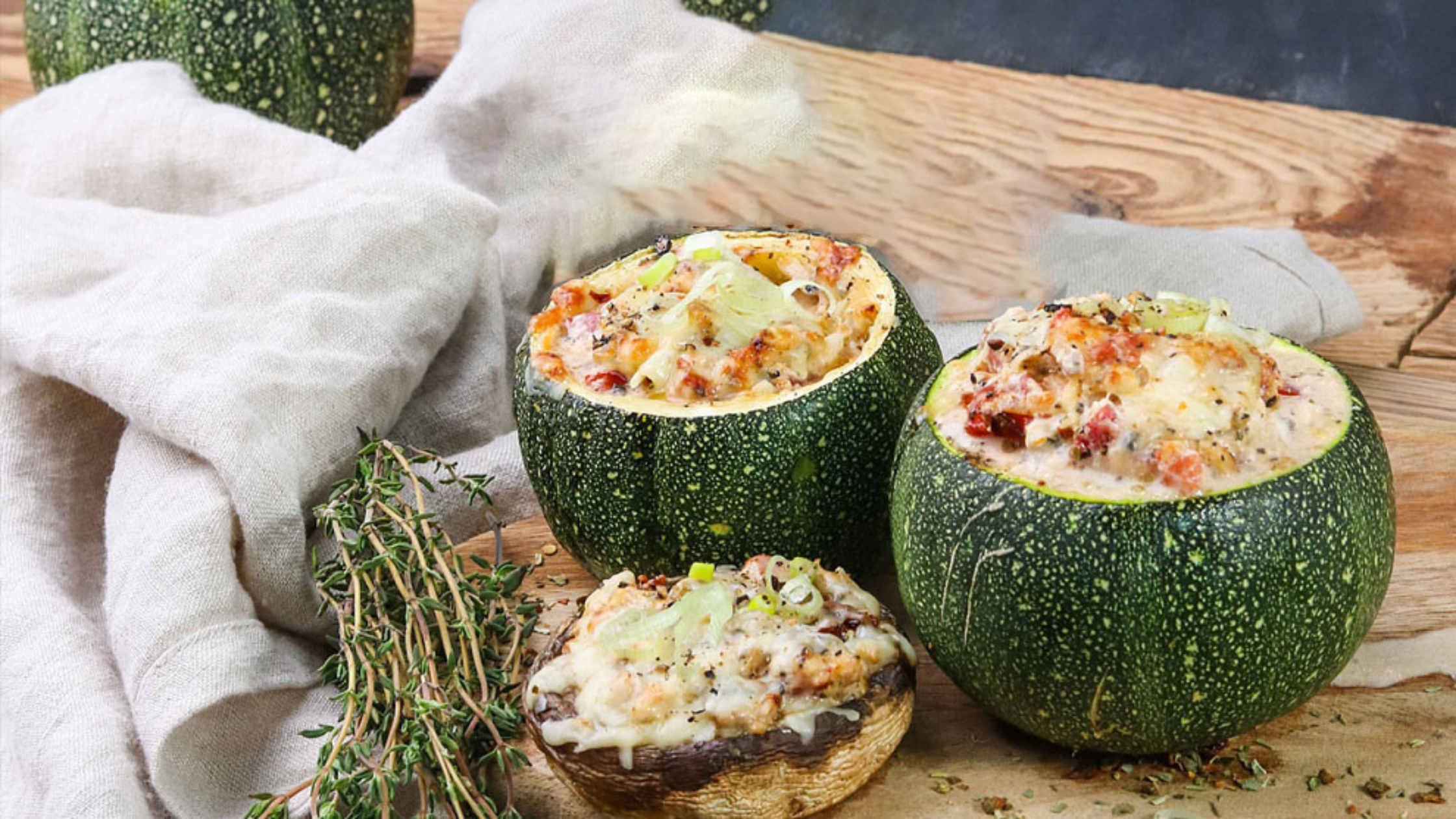 Gefüllte Zucchini & Portobello